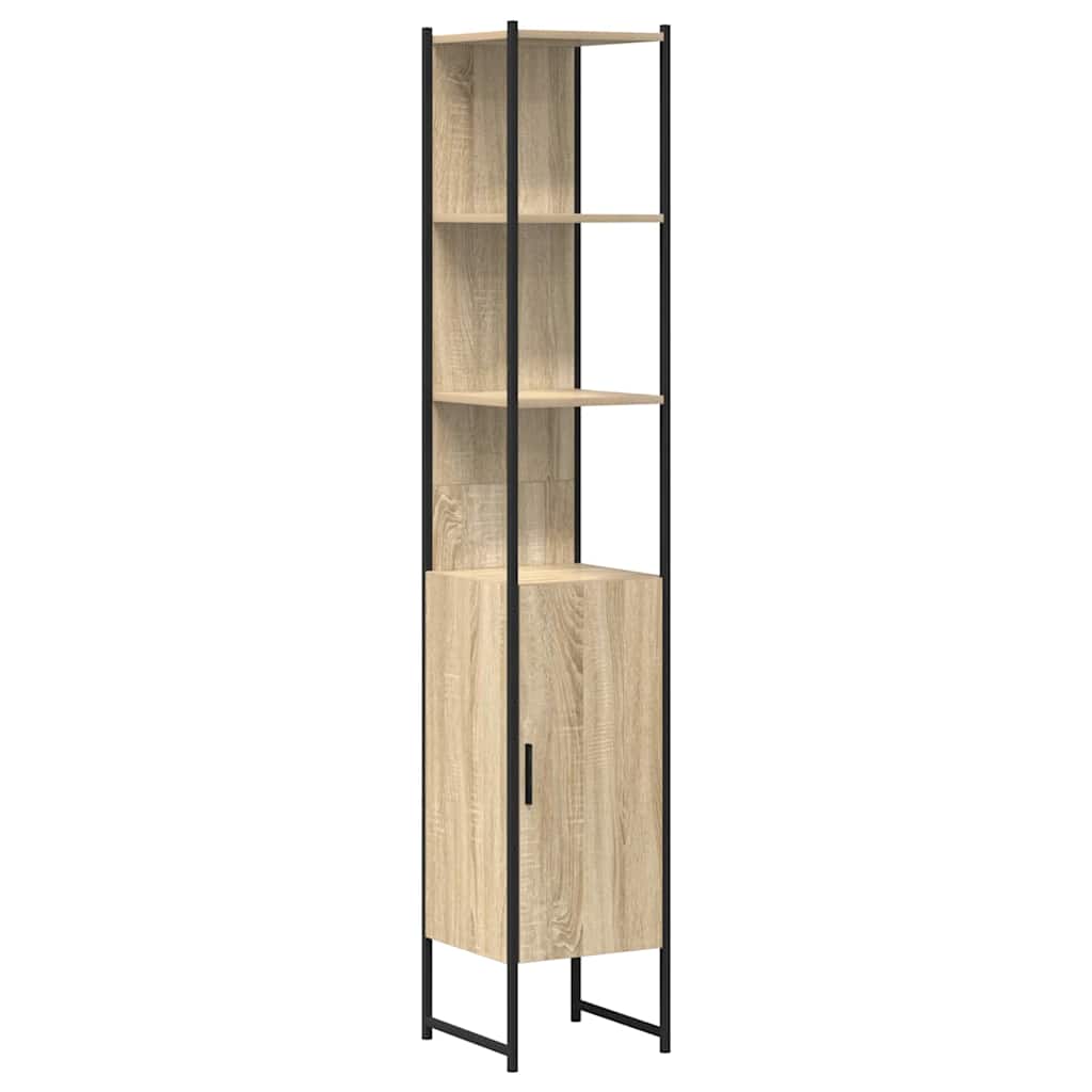 Badkamerkast met plank Sonoma 33 x 33 x 185,5 cm Bewerkt hout is nu te koop bij PeponiXL, paradijselijk wonen!