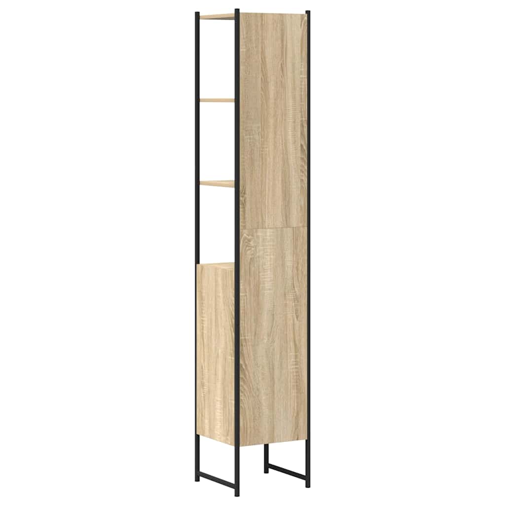 Badkamerkast met plank Sonoma 33 x 33 x 185,5 cm Bewerkt hout is nu te koop bij PeponiXL, paradijselijk wonen!