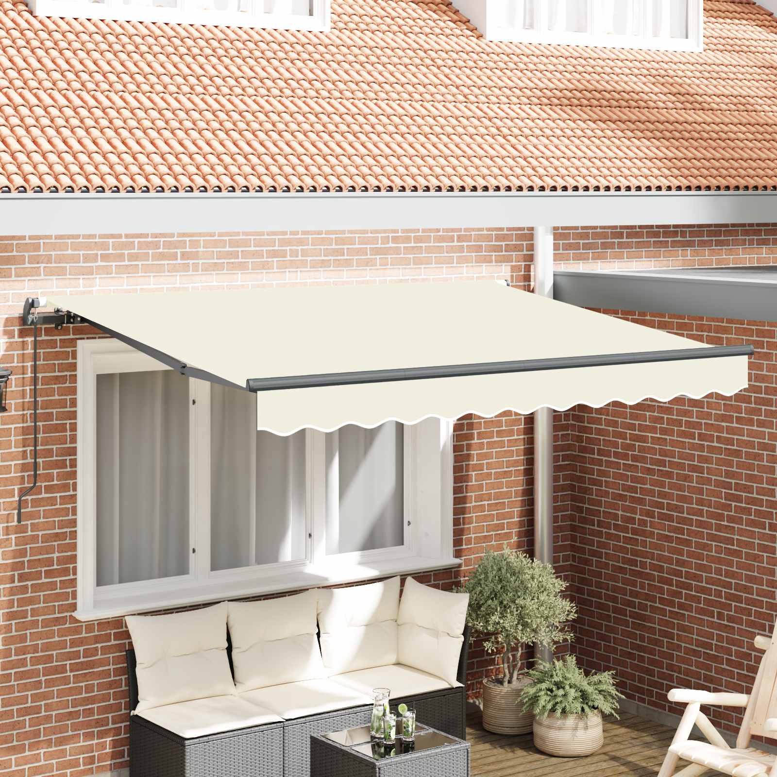 Inklapbaar Zonnescherm Crème 250 x 200 cm Stof is nu te koop bij PeponiXL, paradijselijk wonen!