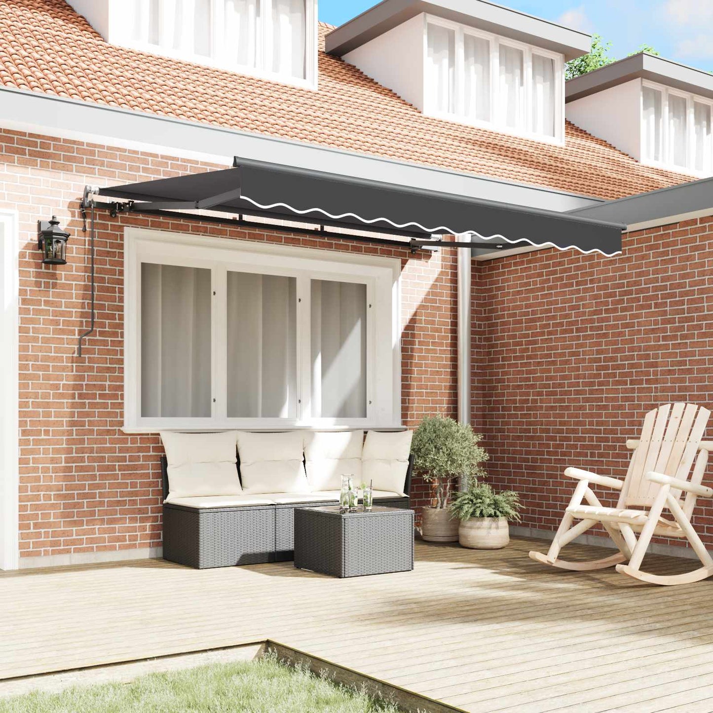 Inklapbaar Zonnescherm Antraciet 250 x 200 cm Stof is nu te koop bij PeponiXL, paradijselijk wonen!