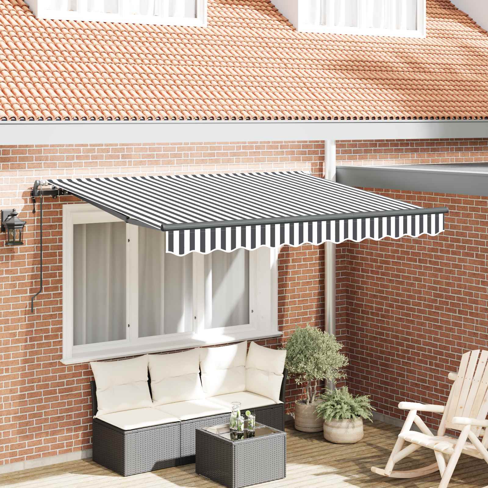 Inklapbaar Zonnescherm Antraciet 250 x 200 cm Stof is nu te koop bij PeponiXL, paradijselijk wonen!