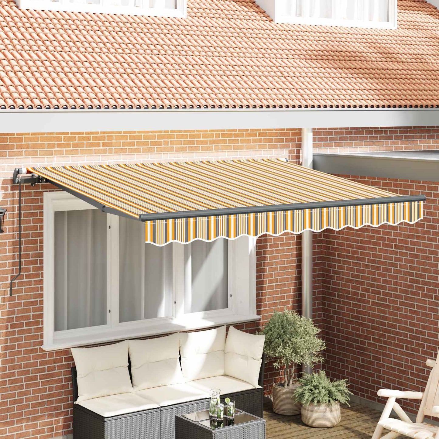 Inklapbaar Zonnescherm Geel en Grijs 250 x 200 cm Stof is nu te koop bij PeponiXL, paradijselijk wonen!