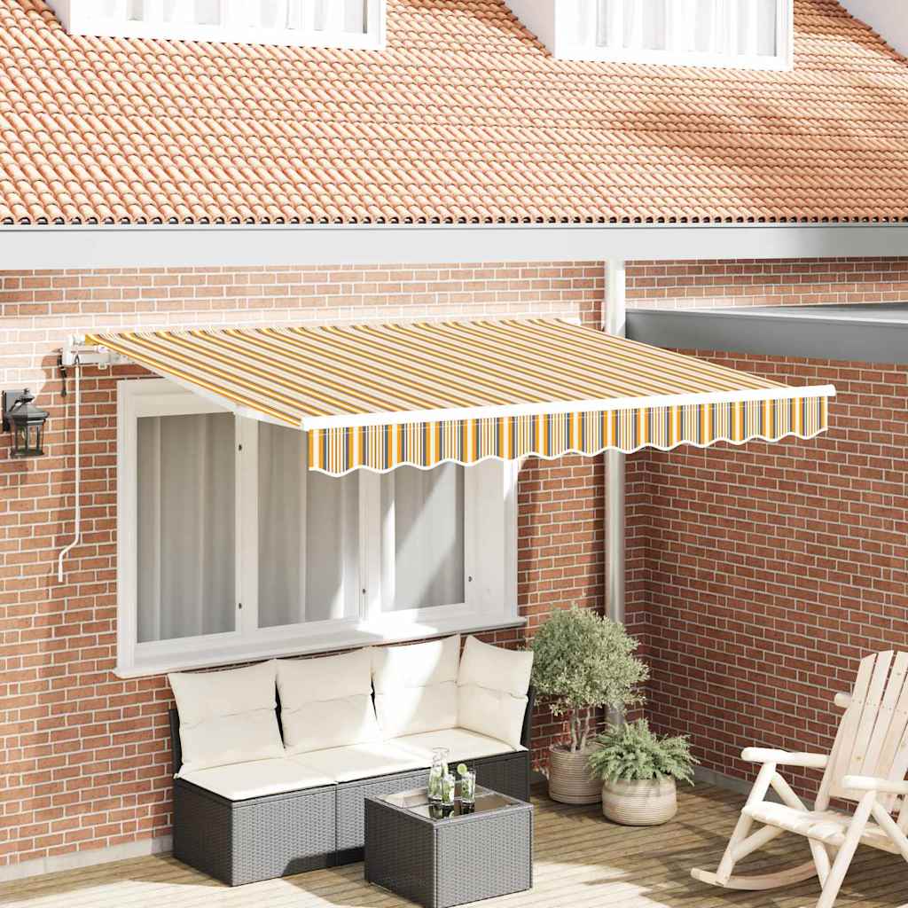 Inklapbaar Zonnescherm Geel en Grijs 250 x 200 cm Stof is nu te koop bij PeponiXL, paradijselijk wonen!