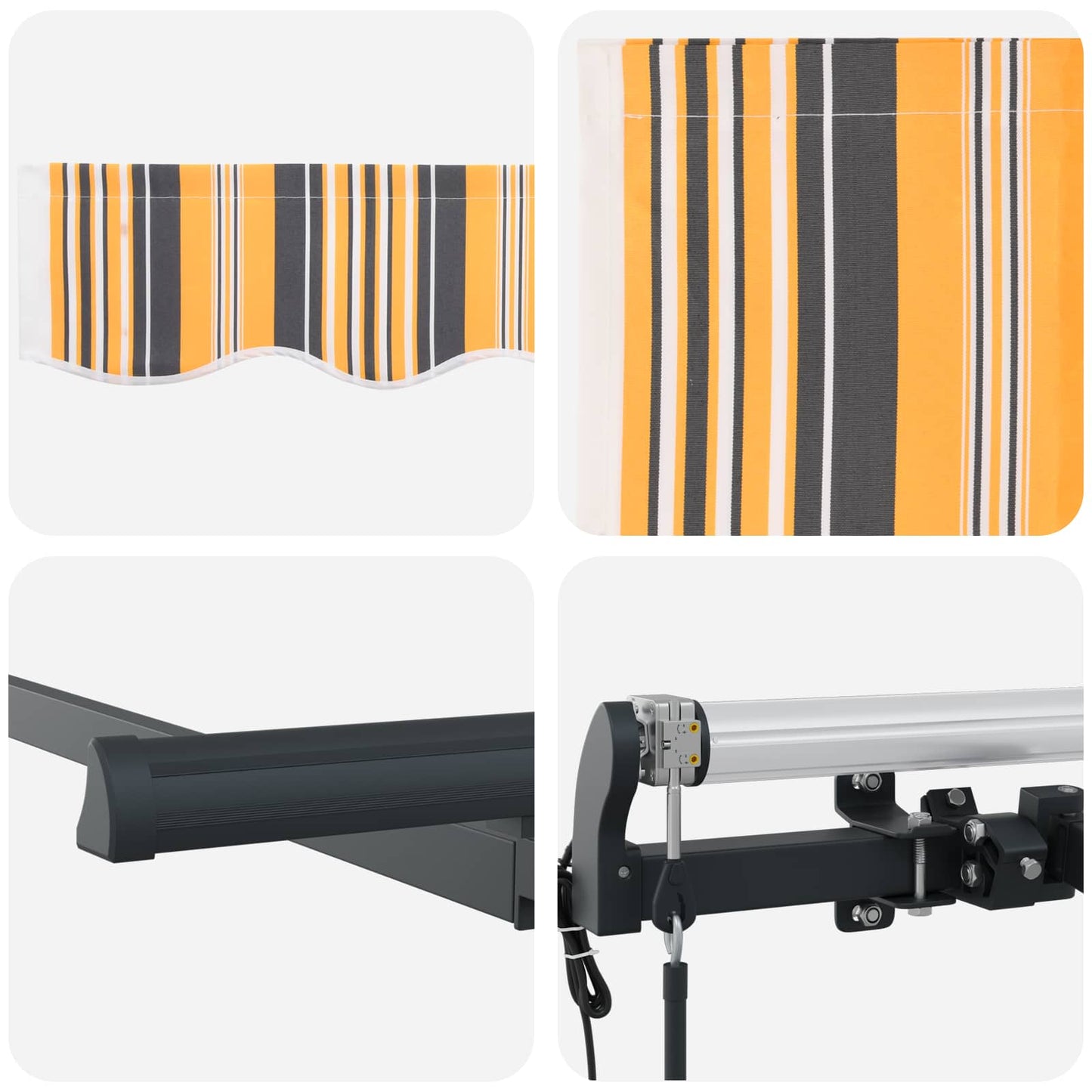 Inklapbaar Zonnescherm Geel en Grijs 250 x 200 cm Stof is nu te koop bij PeponiXL, paradijselijk wonen!