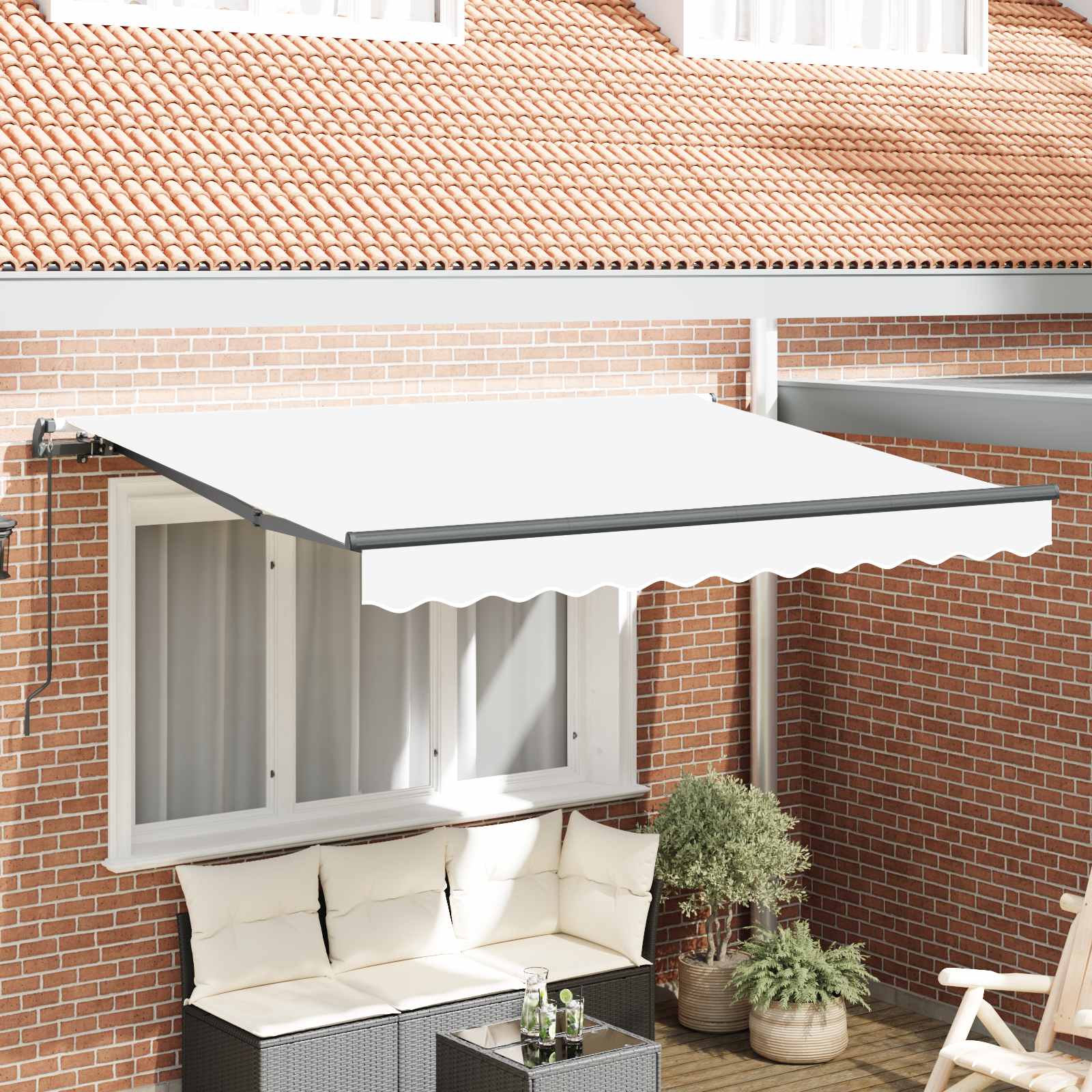 Inklapbaar Zonnescherm Wit 250 x 200 cm Stof is nu te koop bij PeponiXL, paradijselijk wonen!
