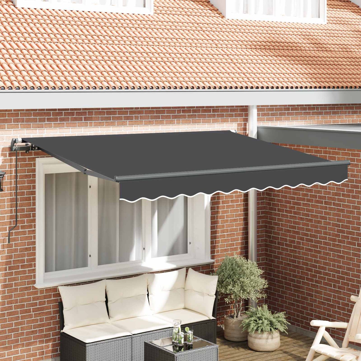 Inklapbaar Zonnescherm Antraciet 300 x 200 cm Stof is nu te koop bij PeponiXL, paradijselijk wonen!
