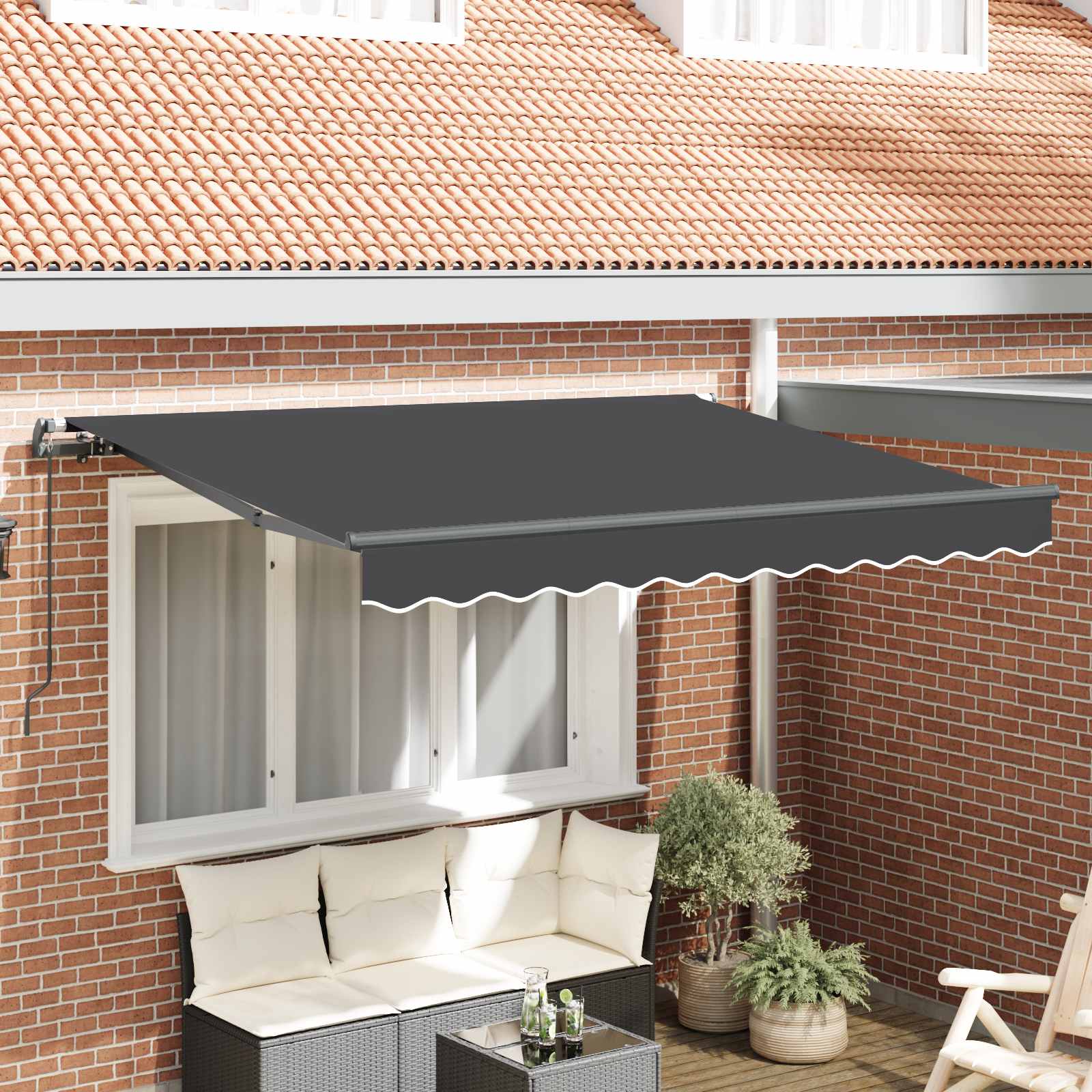 Inklapbaar Zonnescherm Antraciet 300 x 200 cm Stof is nu te koop bij PeponiXL, paradijselijk wonen!