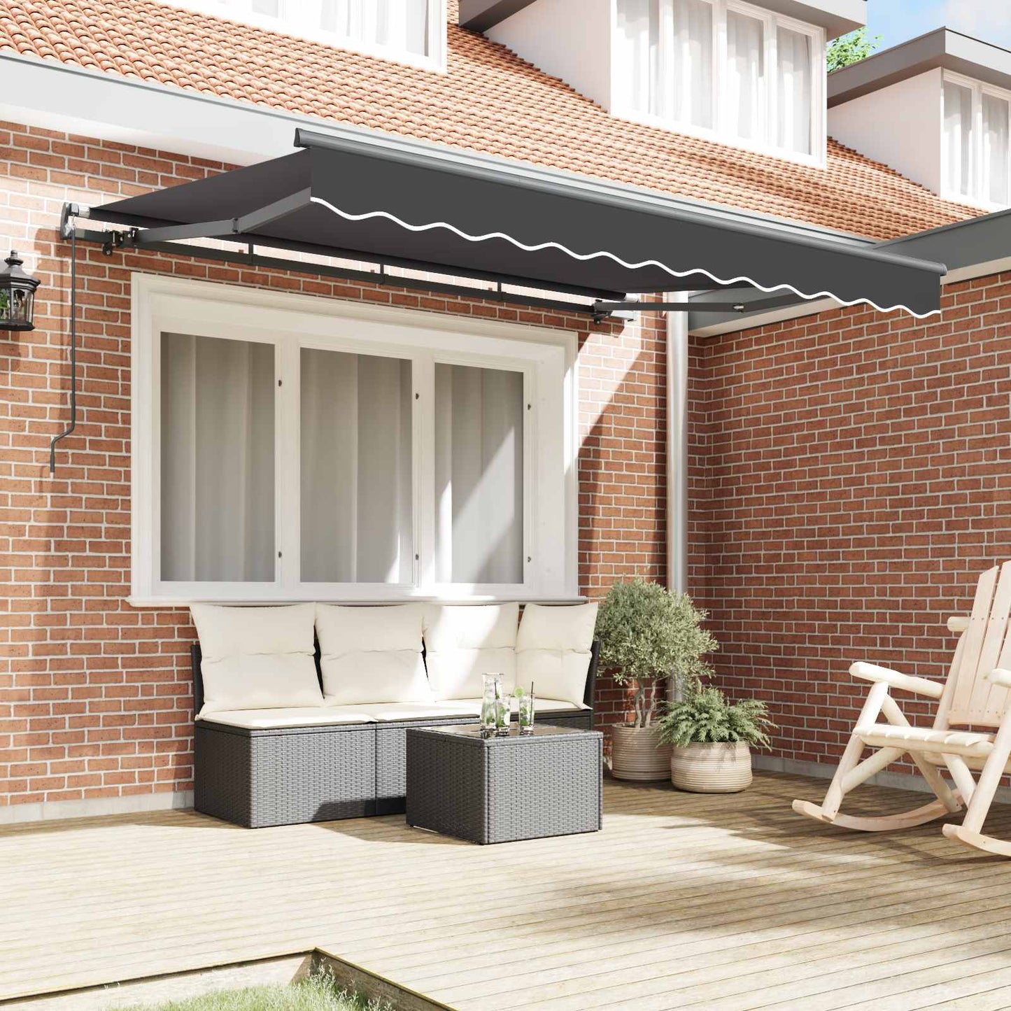 Inklapbaar Zonnescherm Antraciet 300 x 200 cm Stof is nu te koop bij PeponiXL, paradijselijk wonen!