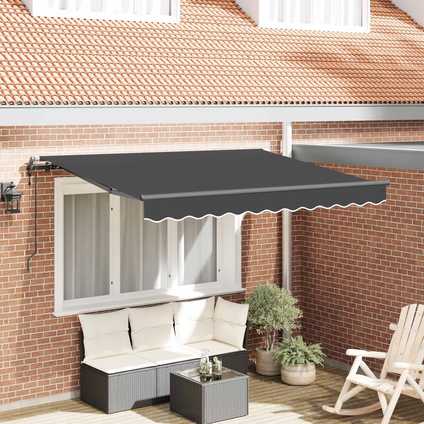 Inklapbaar Zonnescherm Antraciet 300 x 200 cm Stof is nu te koop bij PeponiXL, paradijselijk wonen!