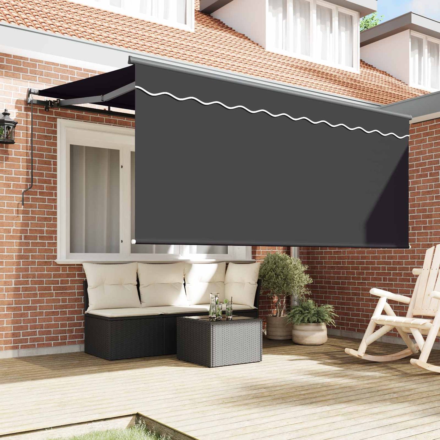 Inklapbaar Zonnescherm Gestreept Antraciet 300 x 200 cm Stof is nu te koop bij PeponiXL, paradijselijk wonen!