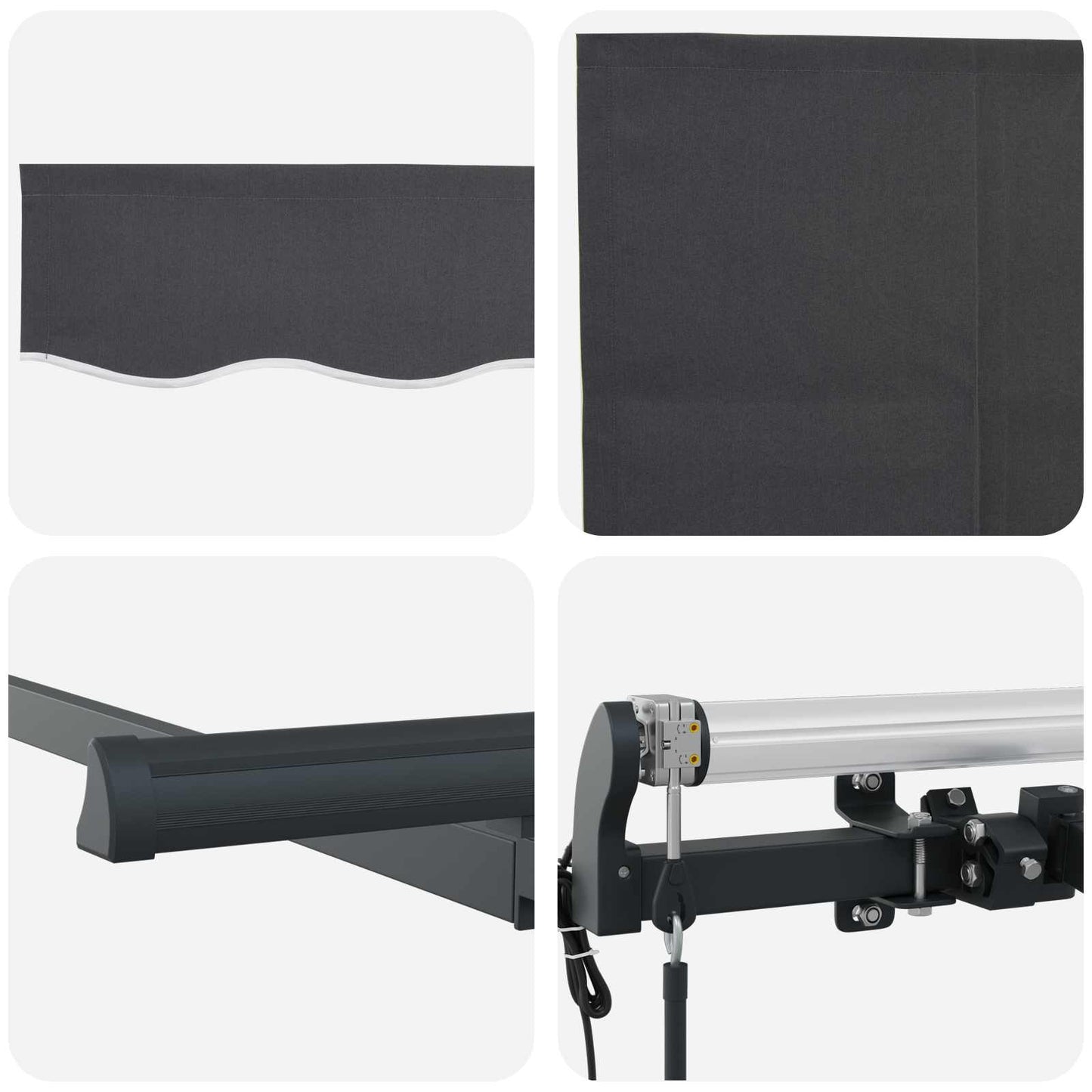 Inklapbaar Zonnescherm Gestreept Antraciet 300 x 200 cm Stof is nu te koop bij PeponiXL, paradijselijk wonen!