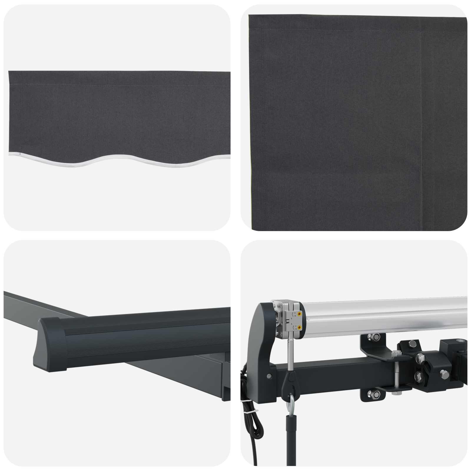 Inklapbaar Zonnescherm Gestreept Antraciet 300 x 200 cm Stof is nu te koop bij PeponiXL, paradijselijk wonen!