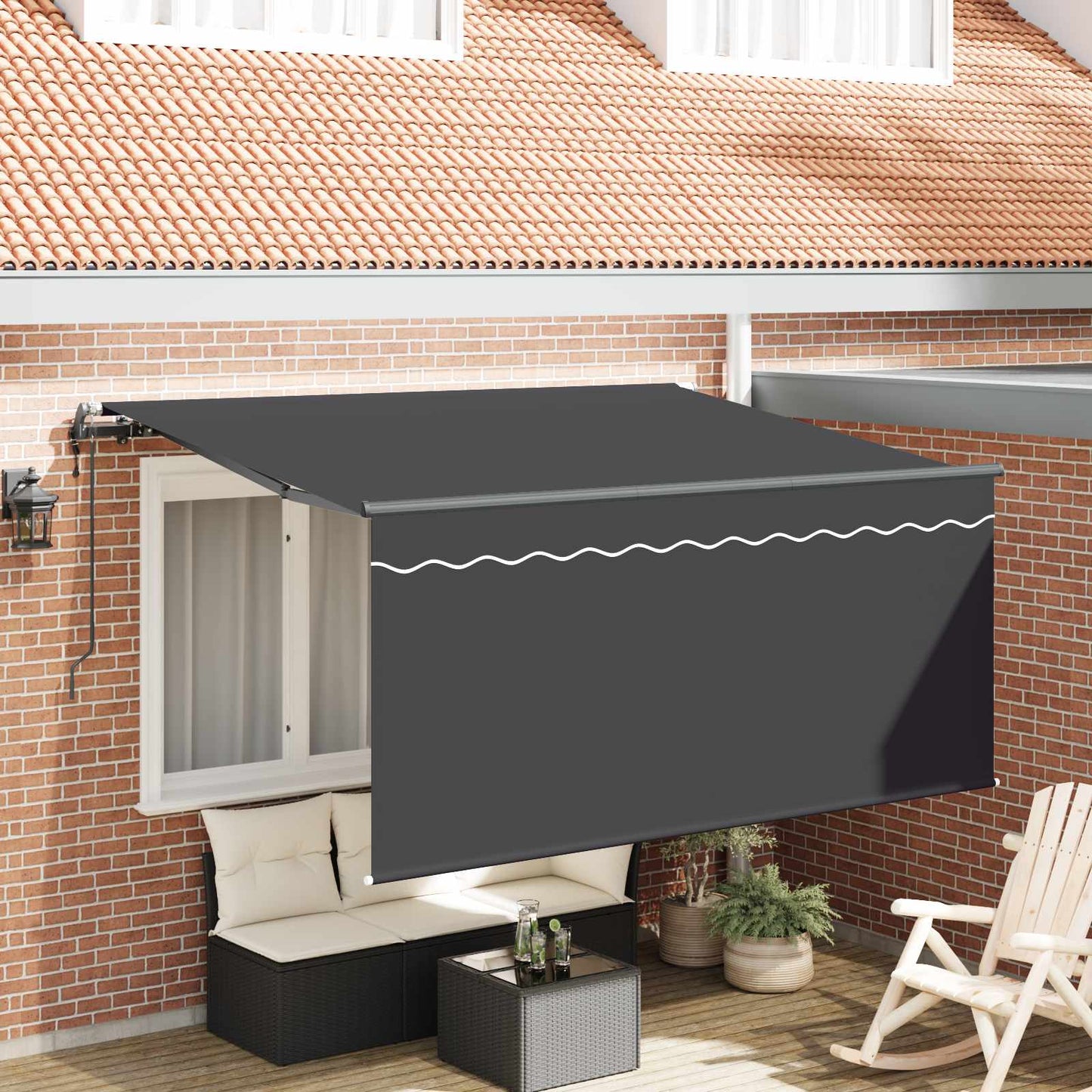 Inklapbaar Zonnescherm Gestreept Antraciet 300 x 200 cm Stof is nu te koop bij PeponiXL, paradijselijk wonen!