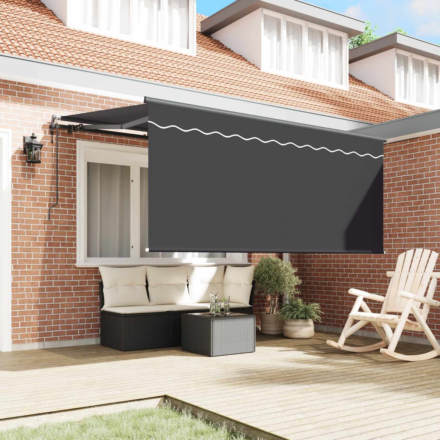 Inklapbaar Zonnescherm Gestreept Antraciet 300 x 200 cm Stof is nu te koop bij PeponiXL, paradijselijk wonen!