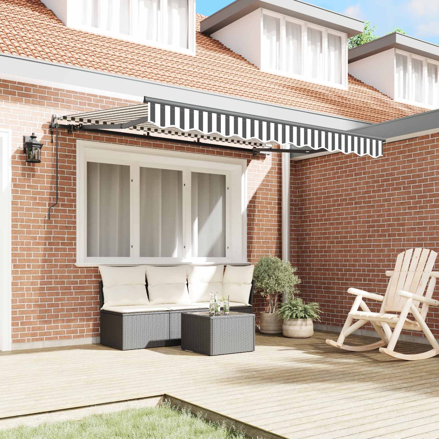 Inklapbaar Zonnescherm Antraciet 300 x 200 cm Stof is nu te koop bij PeponiXL, paradijselijk wonen!