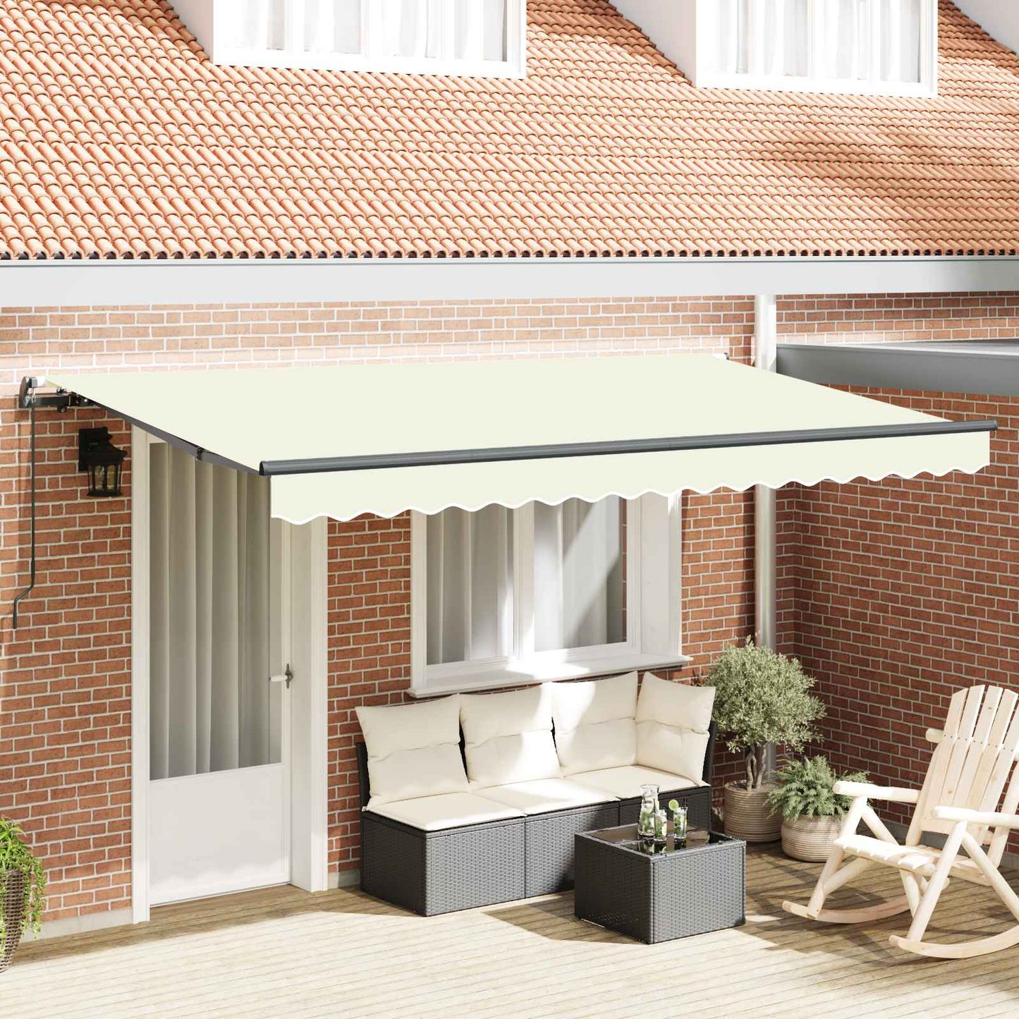 Inklapbaar Zonnescherm Crème 350 x 200 cm Stof is nu te koop bij PeponiXL, paradijselijk wonen!