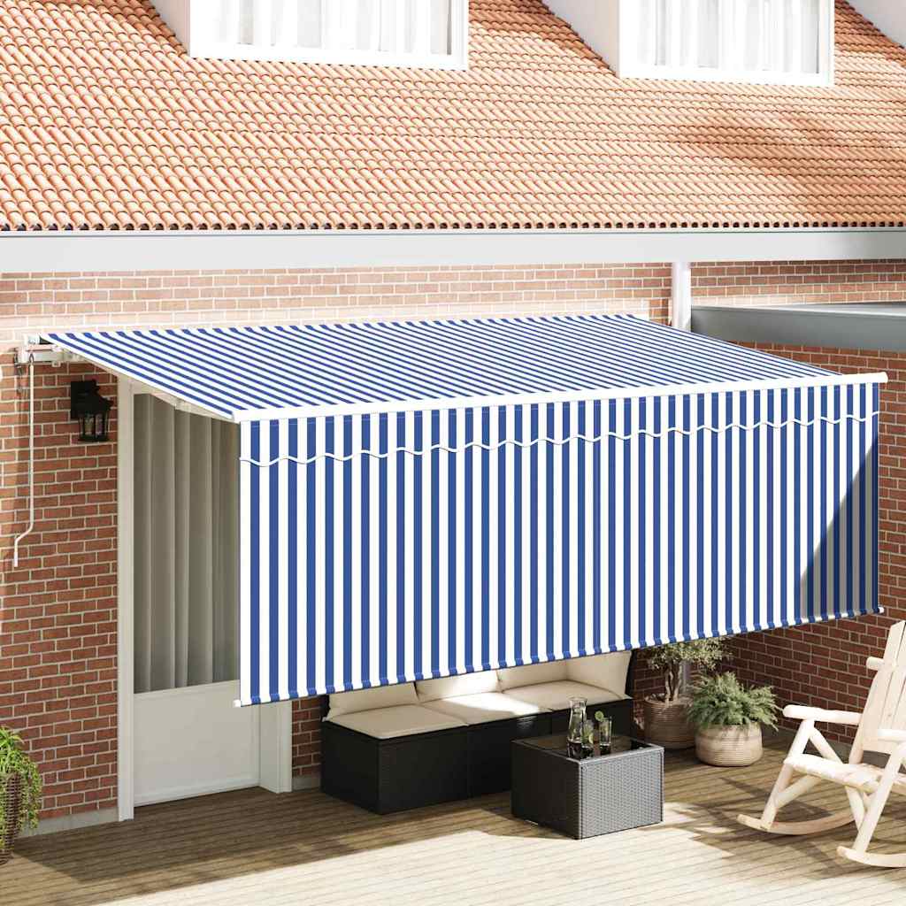 Inklapbaar Zonnescherm Gestreept Blauw 350 x 200 cm Stof is nu te koop bij PeponiXL, paradijselijk wonen!