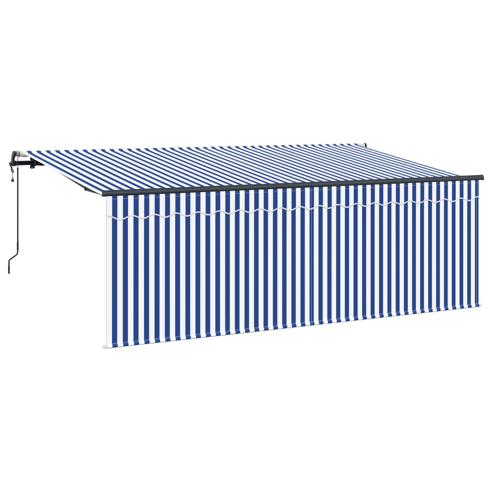 Inklapbaar Zonnescherm Blauw en Wit 350 x 200 cm is nu te koop bij PeponiXL, paradijselijk wonen!