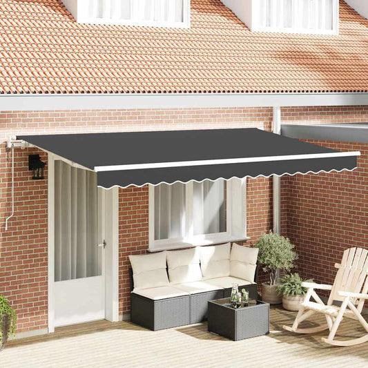 Inklapbaar Zonnescherm Antraciet 350 x 200 cm Stof is nu te koop bij PeponiXL, paradijselijk wonen!