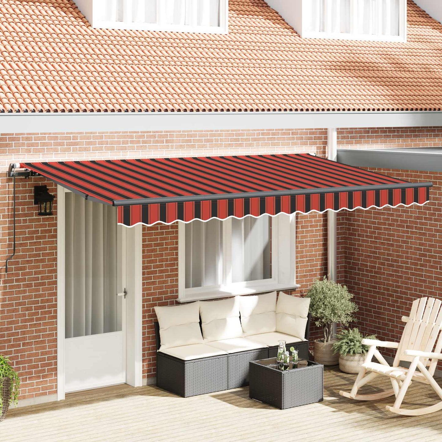 Inklapbaar Zonnescherm Oranje 350 x 200 cm Stof is nu te koop bij PeponiXL, paradijselijk wonen!