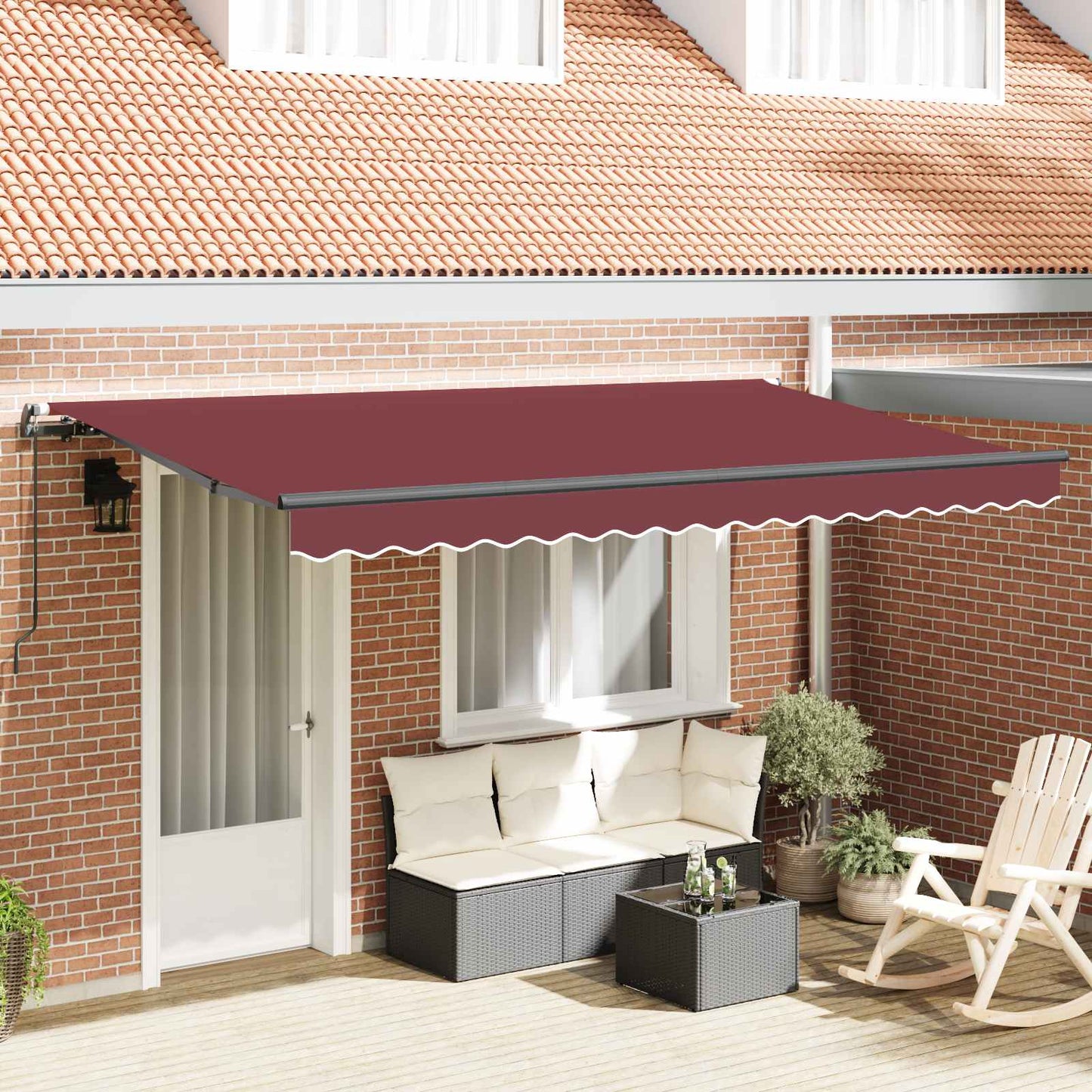 Inklapbaar Zonnescherm Bordeauxrood 350 x 200 cm Stof is nu te koop bij PeponiXL, paradijselijk wonen!