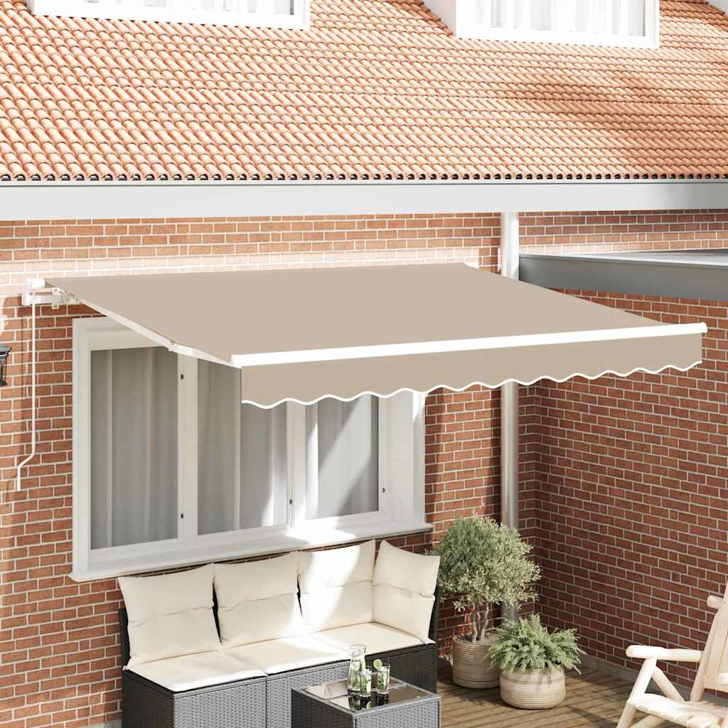 Inklapbaar Zonnescherm Beige 350 x 200 cm Stof is nu te koop bij PeponiXL, paradijselijk wonen!