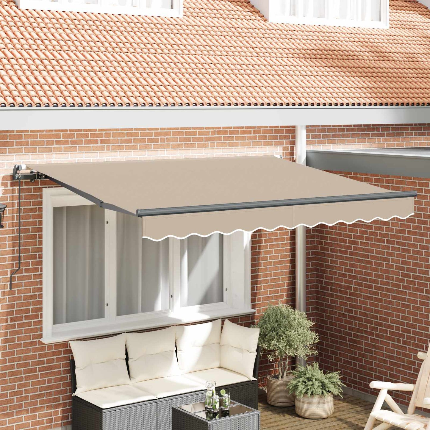 Inklapbaar Zonnescherm Beige 350 x 200 cm Stof is nu te koop bij PeponiXL, paradijselijk wonen!