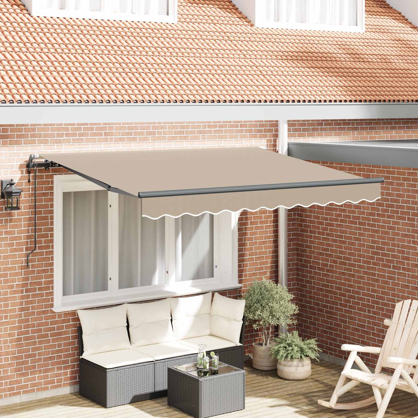 Inklapbaar Zonnescherm Beige 350 x 200 cm Stof is nu te koop bij PeponiXL, paradijselijk wonen!
