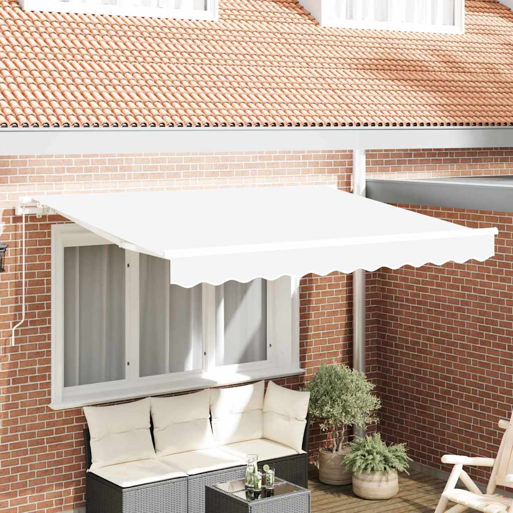 Inklapbaar Zonnescherm Wit 350 x 200 cm Stof is nu te koop bij PeponiXL, paradijselijk wonen!