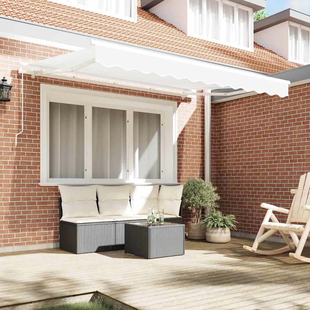 Inklapbaar Zonnescherm Wit 350 x 200 cm Stof is nu te koop bij PeponiXL, paradijselijk wonen!