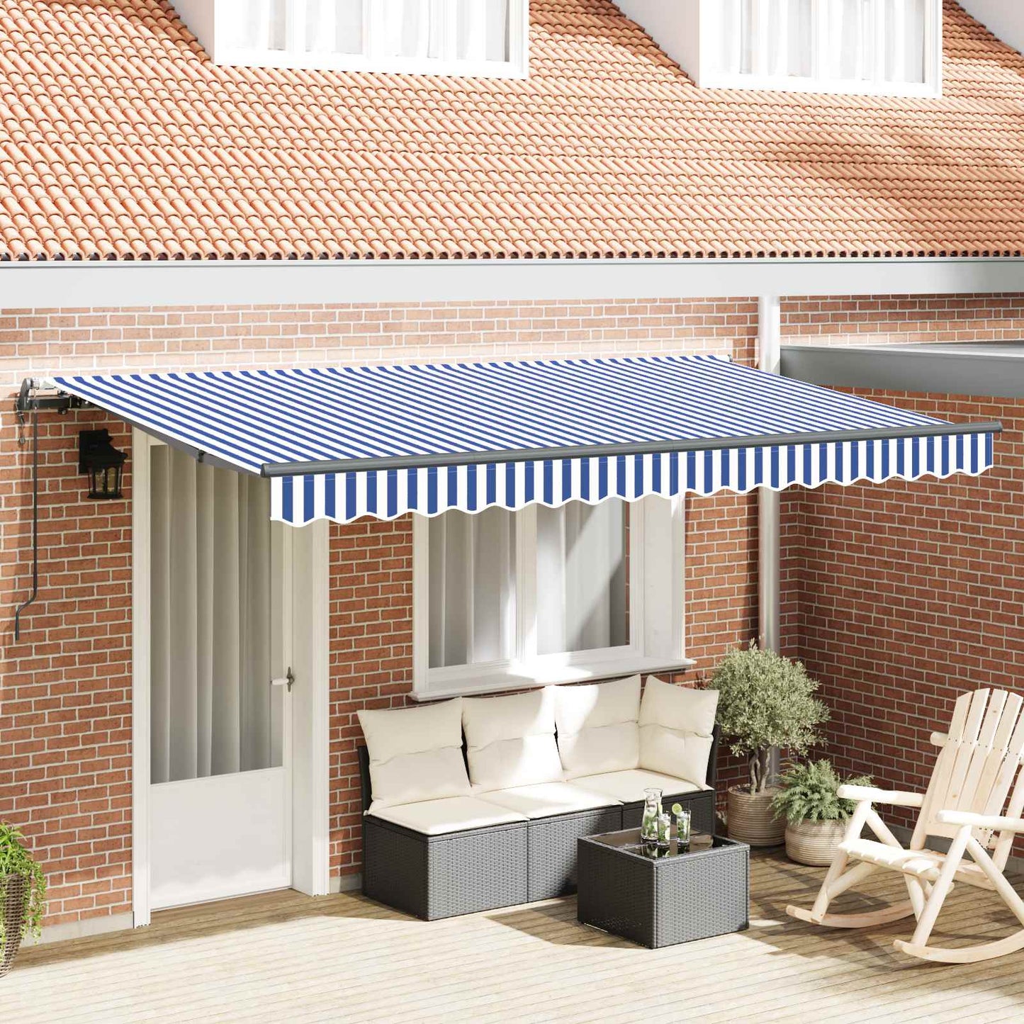 Inklapbaar Zonnescherm Blauw 400 x 200 cm Stof is nu te koop bij PeponiXL, paradijselijk wonen!