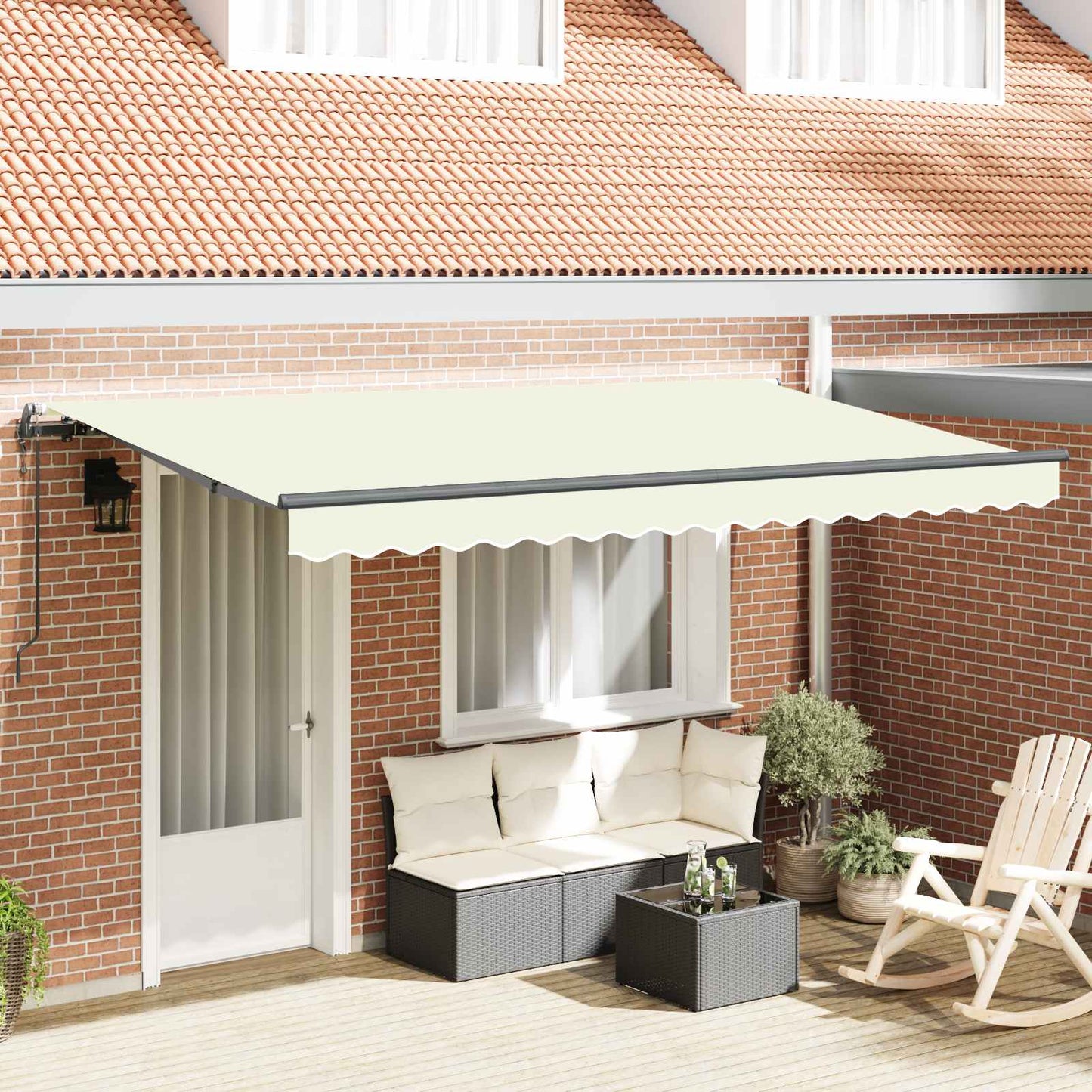 Inklapbaar Zonnescherm Crème 400 x 200 cm Stof is nu te koop bij PeponiXL, paradijselijk wonen!