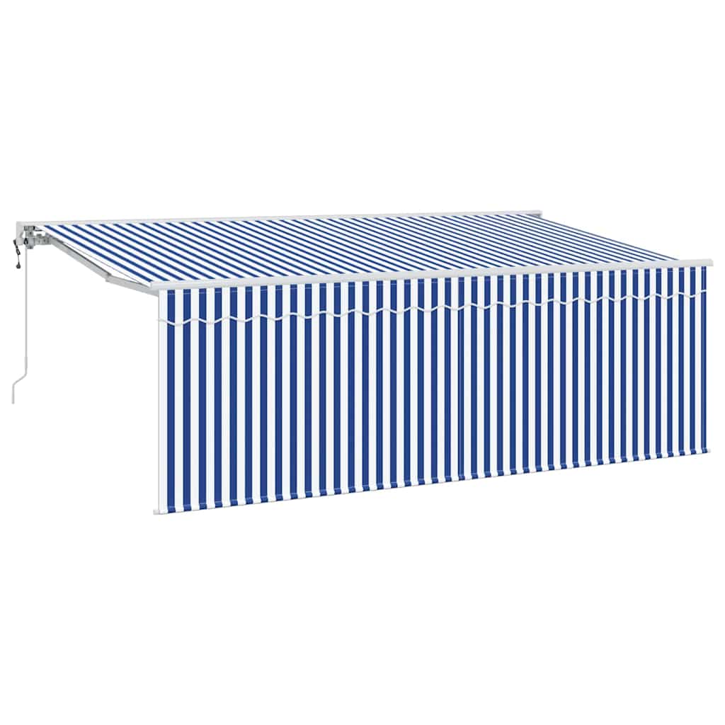 Inklapbaar Zonnescherm Blauw en Wit 400 x 200 cm is nu te koop bij PeponiXL, paradijselijk wonen!