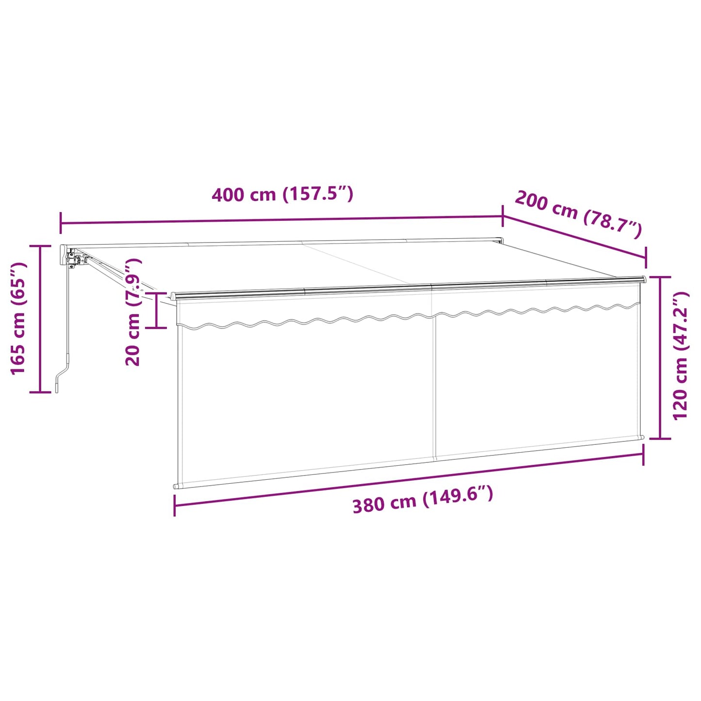 Inklapbaar Zonnescherm Antraciet 400 x 200 cm is nu te koop bij PeponiXL, paradijselijk wonen!