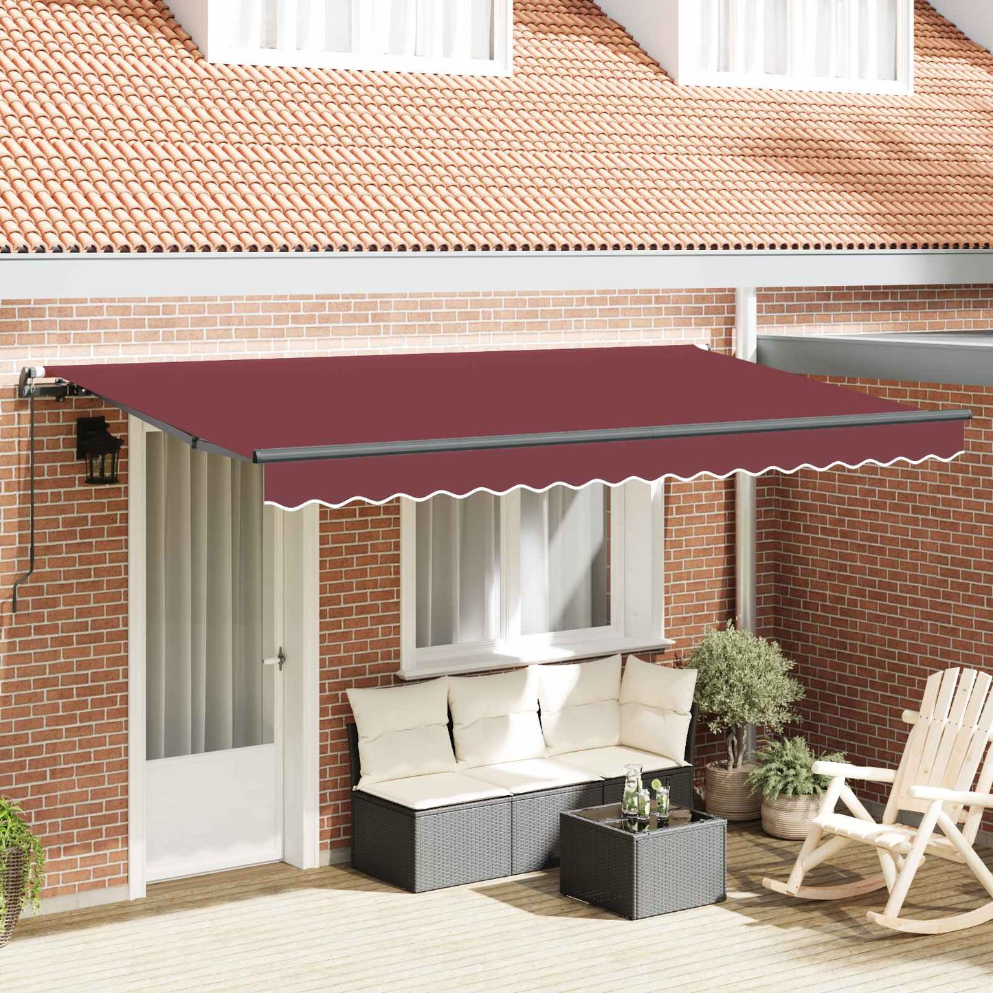 Inklapbaar Zonnescherm Bordeauxrood 400 x 200 cm Stof is nu te koop bij PeponiXL, paradijselijk wonen!