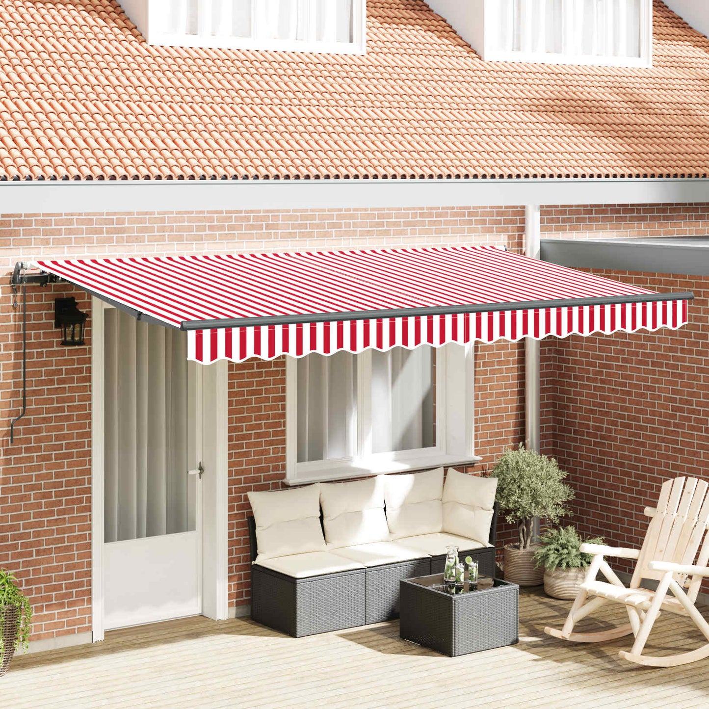 Inklapbaar Zonnescherm Rood 400 x 200 cm Stof