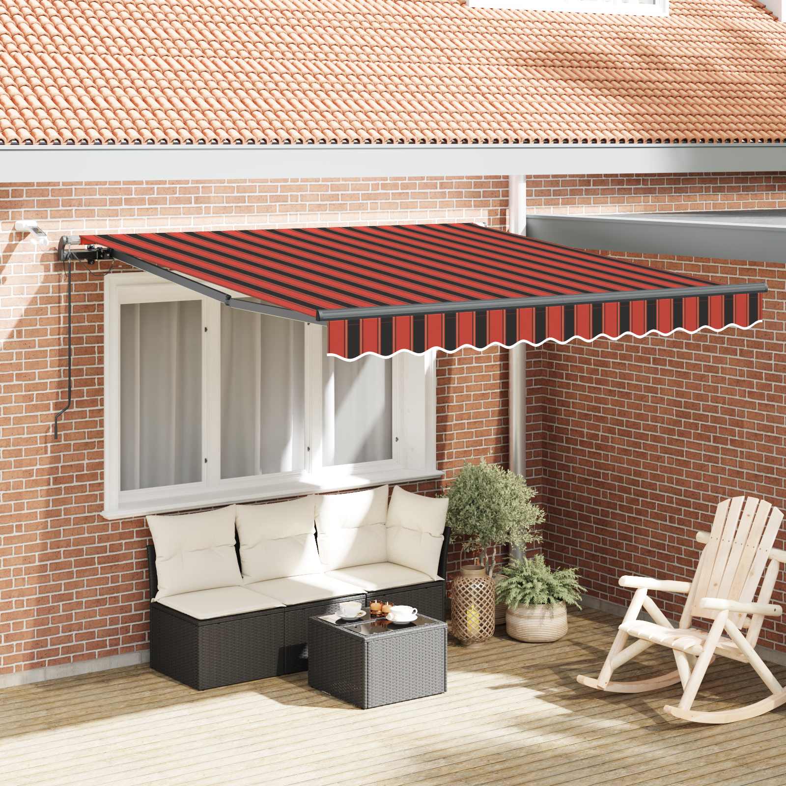 Luifeldoek met Oranje en bruin 300 x 250 cm Polyester is nu te koop bij PeponiXL, paradijselijk wonen!