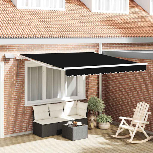Inklapbaar Zonnescherm Zwart 300 x 250 cm Stof en Staal is nu te koop bij PeponiXL, paradijselijk wonen!