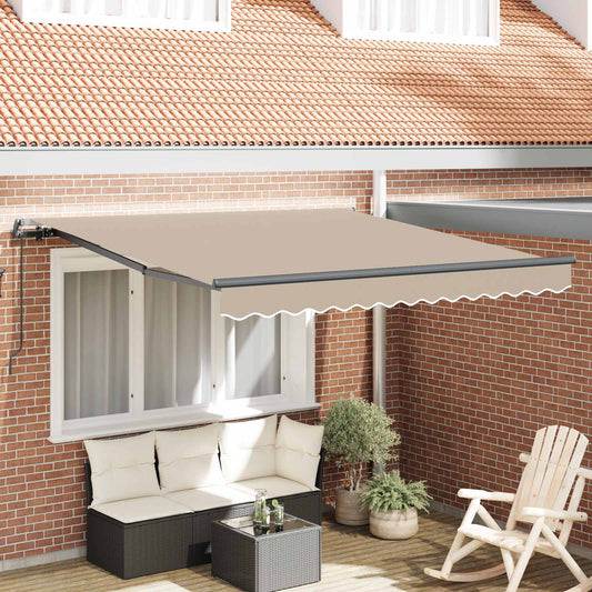 Inklapbaar Zonnescherm Beige 300 x 250 cm Polyester en staal is nu te koop bij PeponiXL, paradijselijk wonen!
