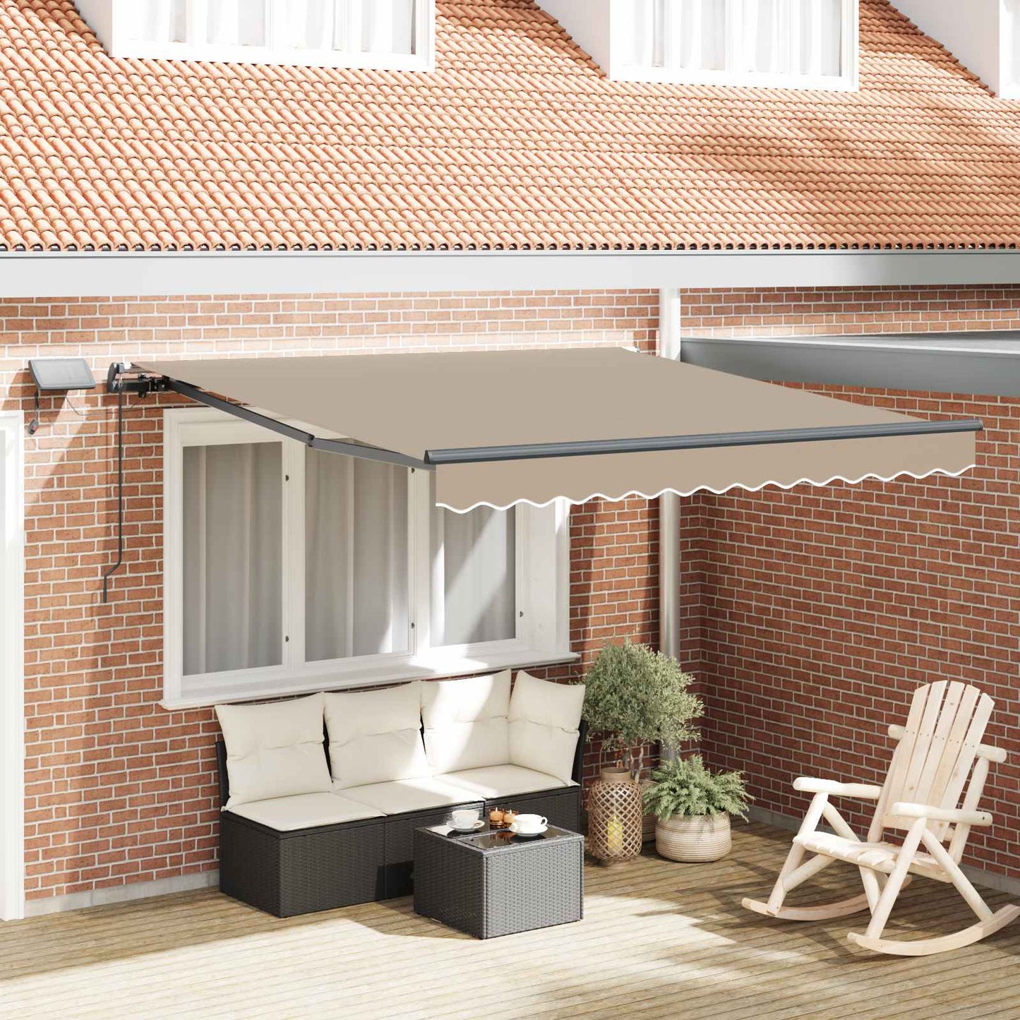 Inklapbaar Zonnescherm Beige 300 x 250 cm Stof is nu te koop bij PeponiXL, paradijselijk wonen!