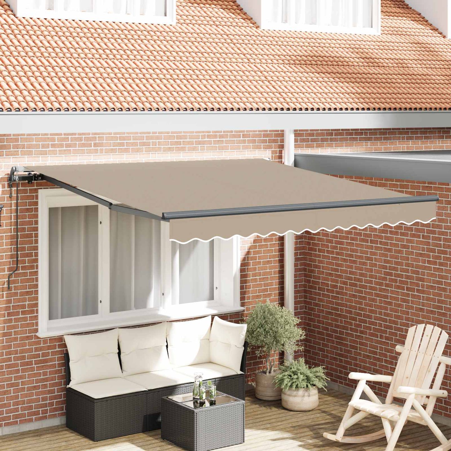 Inklapbaar Zonnescherm Beige 300 x 250 cm Stof en Aluminium is nu te koop bij PeponiXL, paradijselijk wonen!