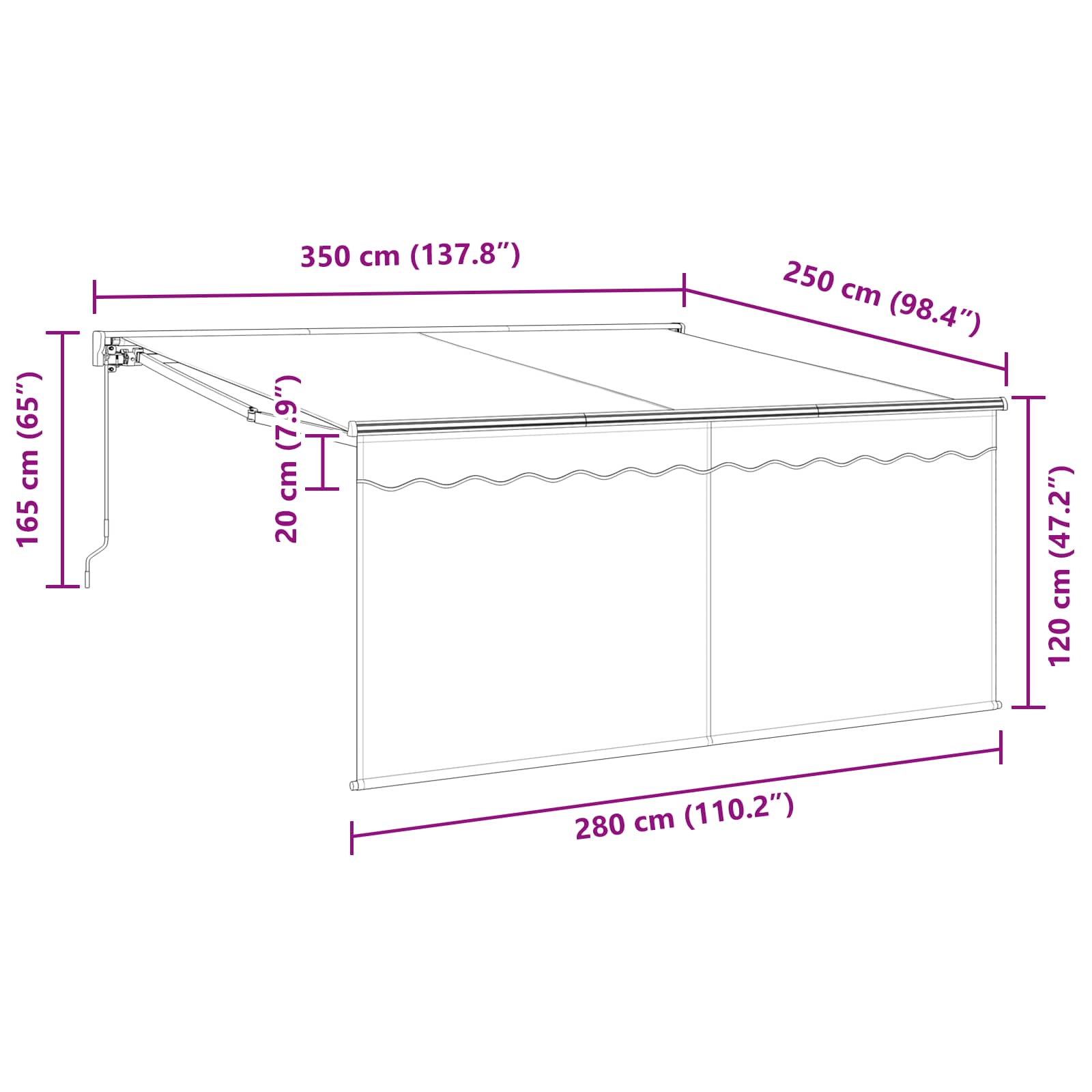 Inklapbaar Zonnescherm Antraciet 350 x 300 cm is nu te koop bij PeponiXL, paradijselijk wonen!