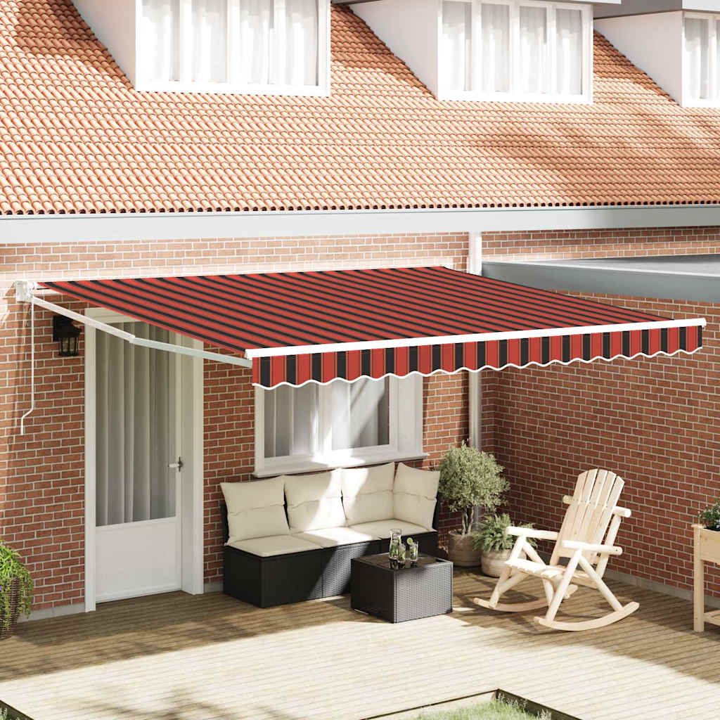Inklapbaar Zonnescherm Rood en Zwart 350 x 250 cm Stof en Staal is nu te koop bij PeponiXL, paradijselijk wonen!