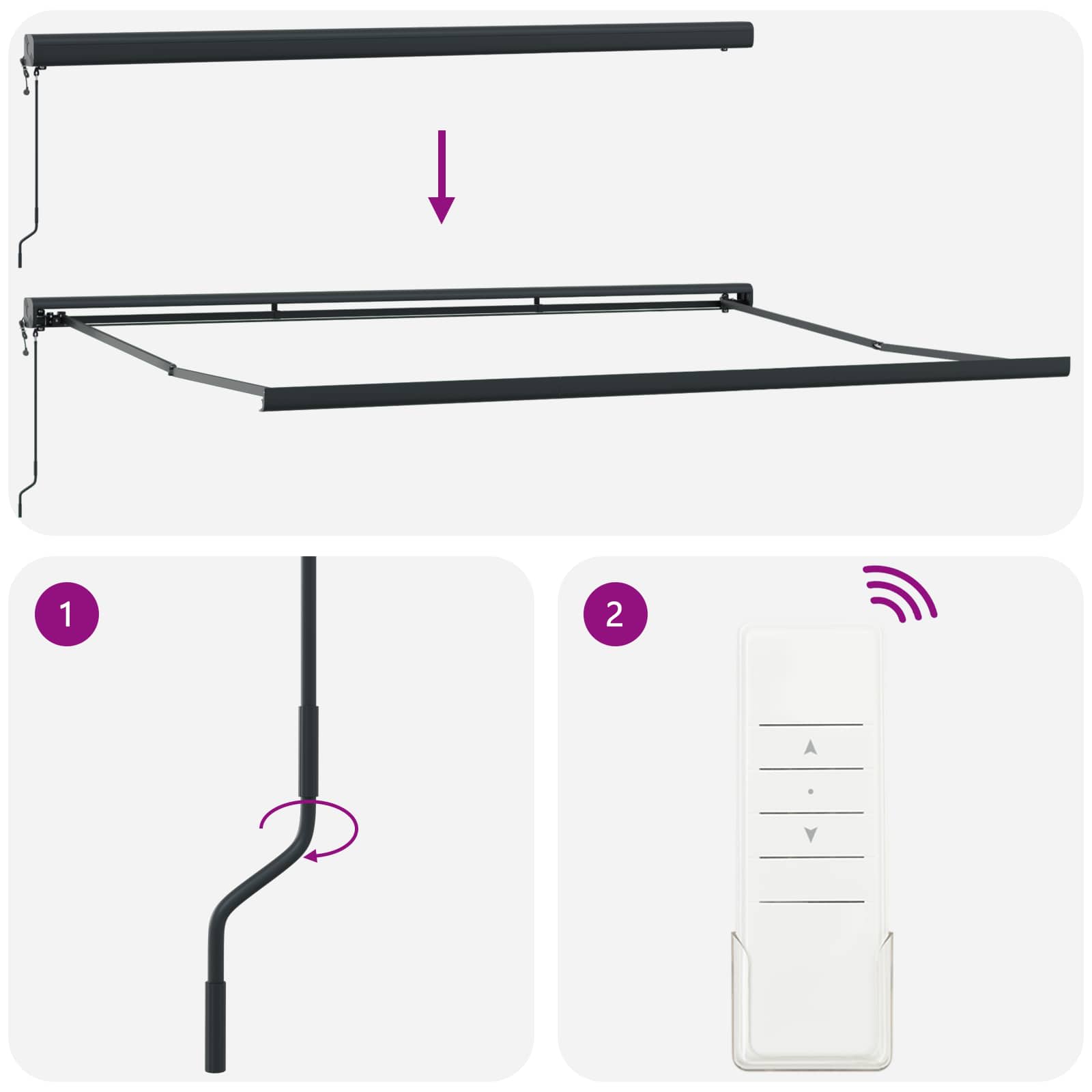 Inklapbaar Zonnescherm Rood en Zwart 350 x 250 cm Stof is nu te koop bij PeponiXL, paradijselijk wonen!