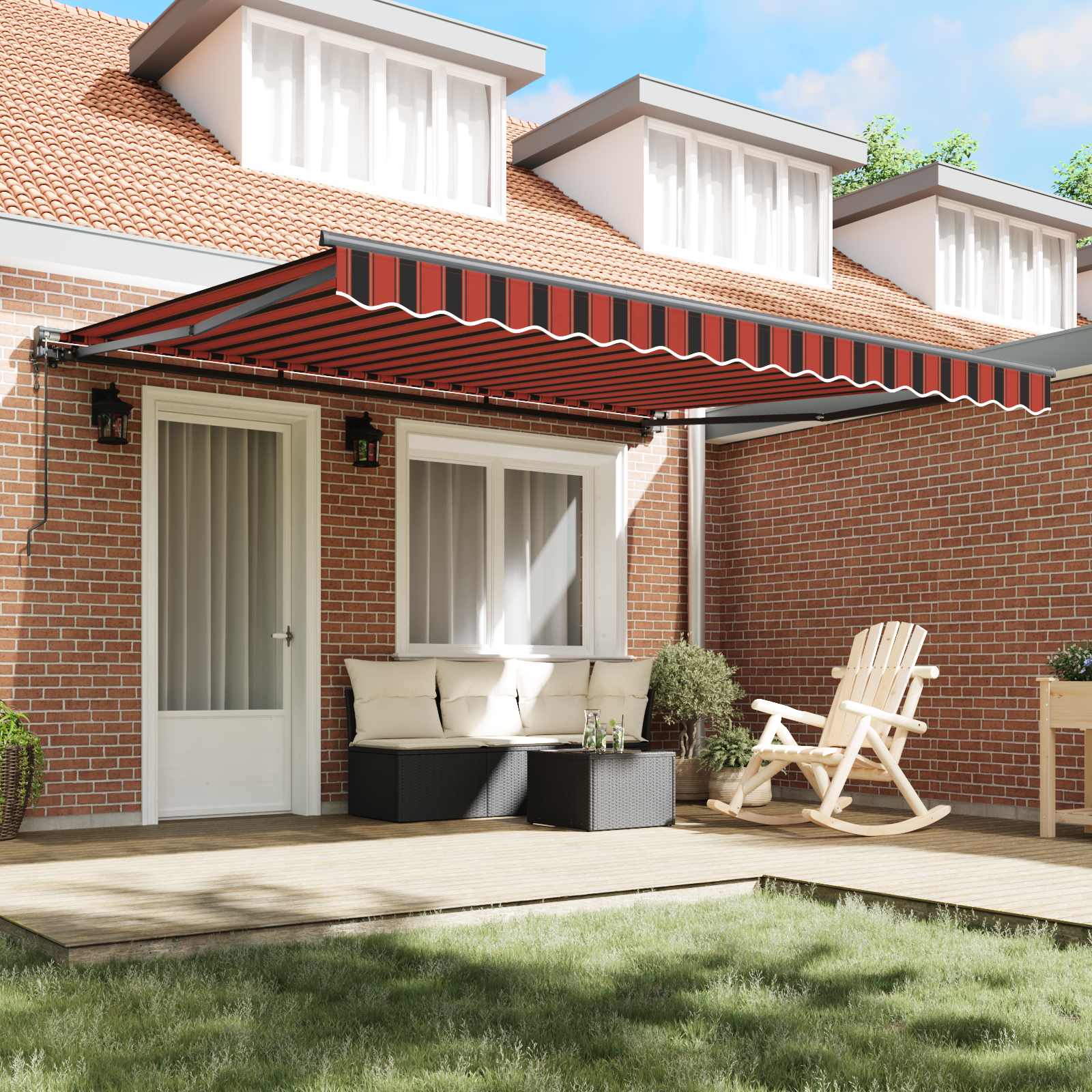 Luifeldoek met Oranje en bruin 350 x 250 cm Polyester is nu te koop bij PeponiXL, paradijselijk wonen!