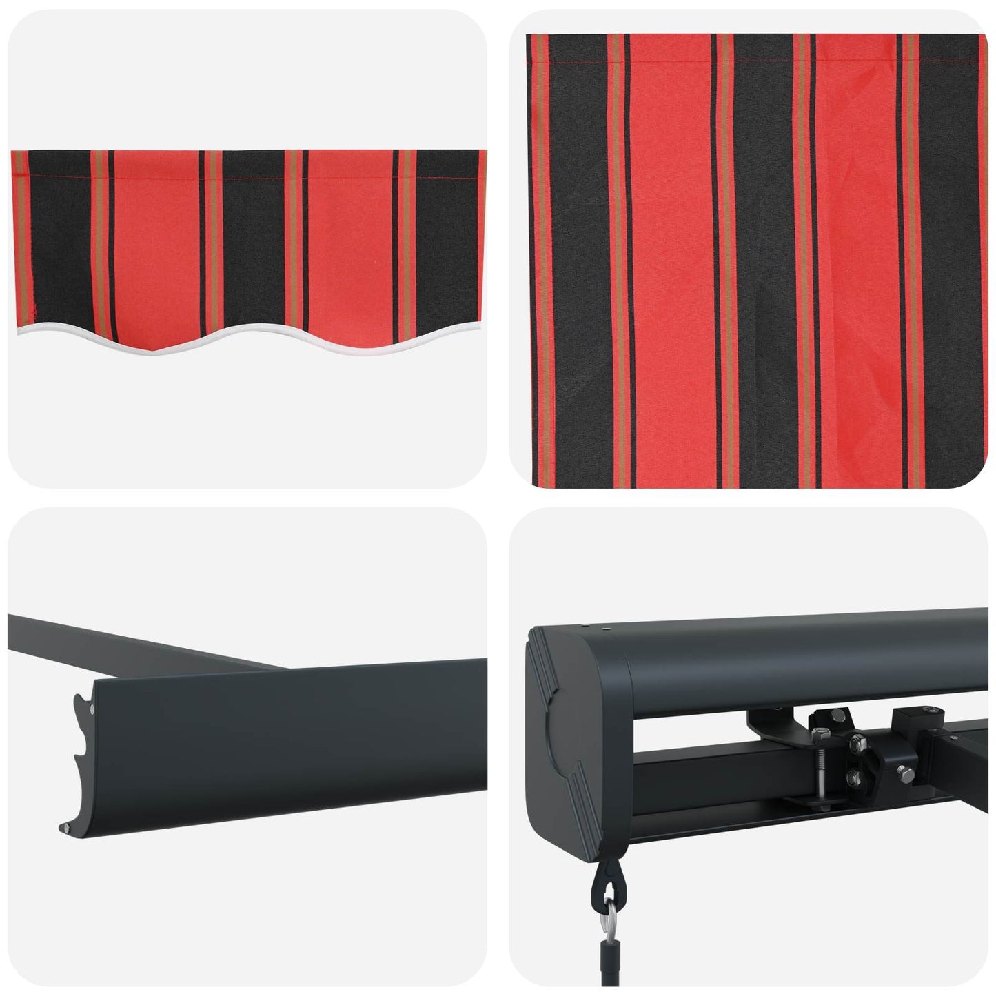 Inklapbaar Zonnescherm Rood en Zwart 350 x 250 cm is nu te koop bij PeponiXL, paradijselijk wonen!