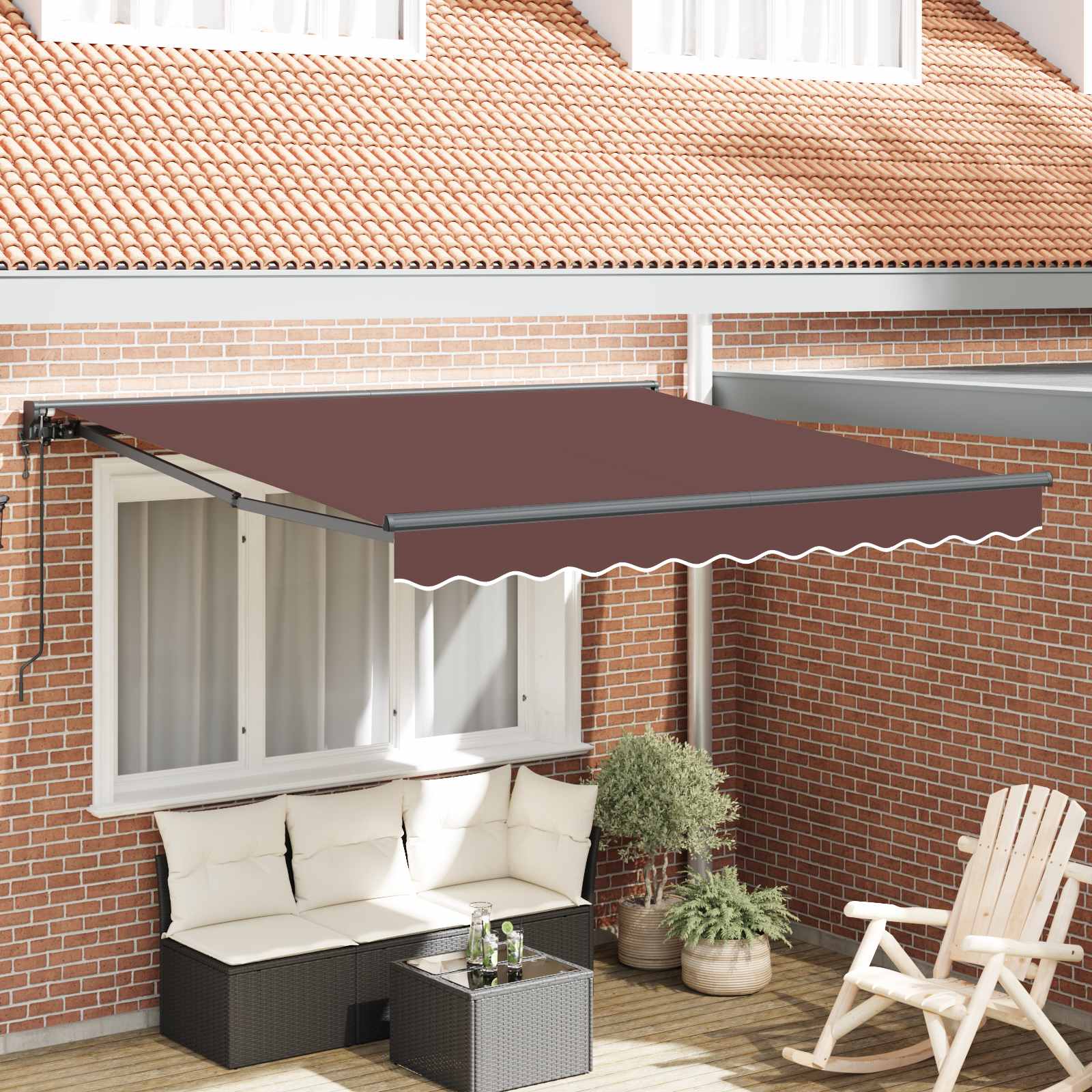 Zijde Frame Bruin 350 x 250 cm Polyester met PU-coating is nu te koop bij PeponiXL, paradijselijk wonen!