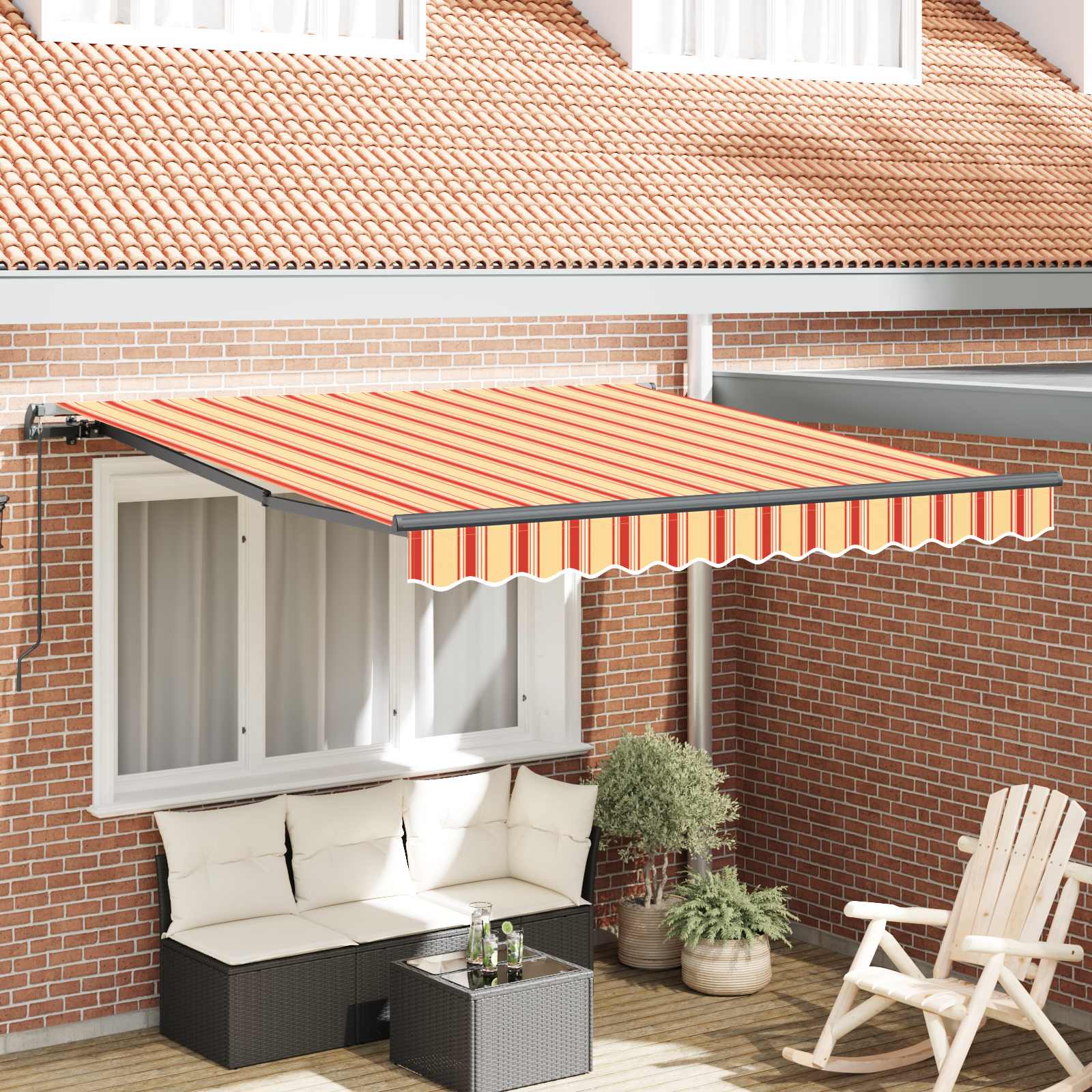 Inklapbaar Zonnescherm Geel en Oranje 350 x 250 cm is nu te koop bij PeponiXL, paradijselijk wonen!