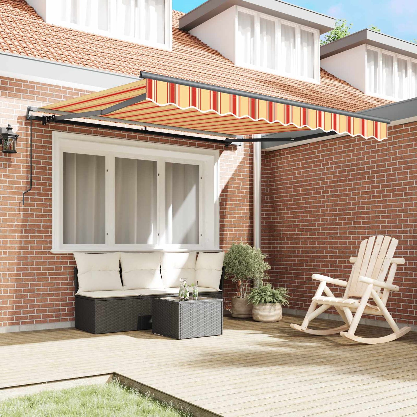 Inklapbaar Zonnescherm Geel en Oranje 350 x 250 cm is nu te koop bij PeponiXL, paradijselijk wonen!
