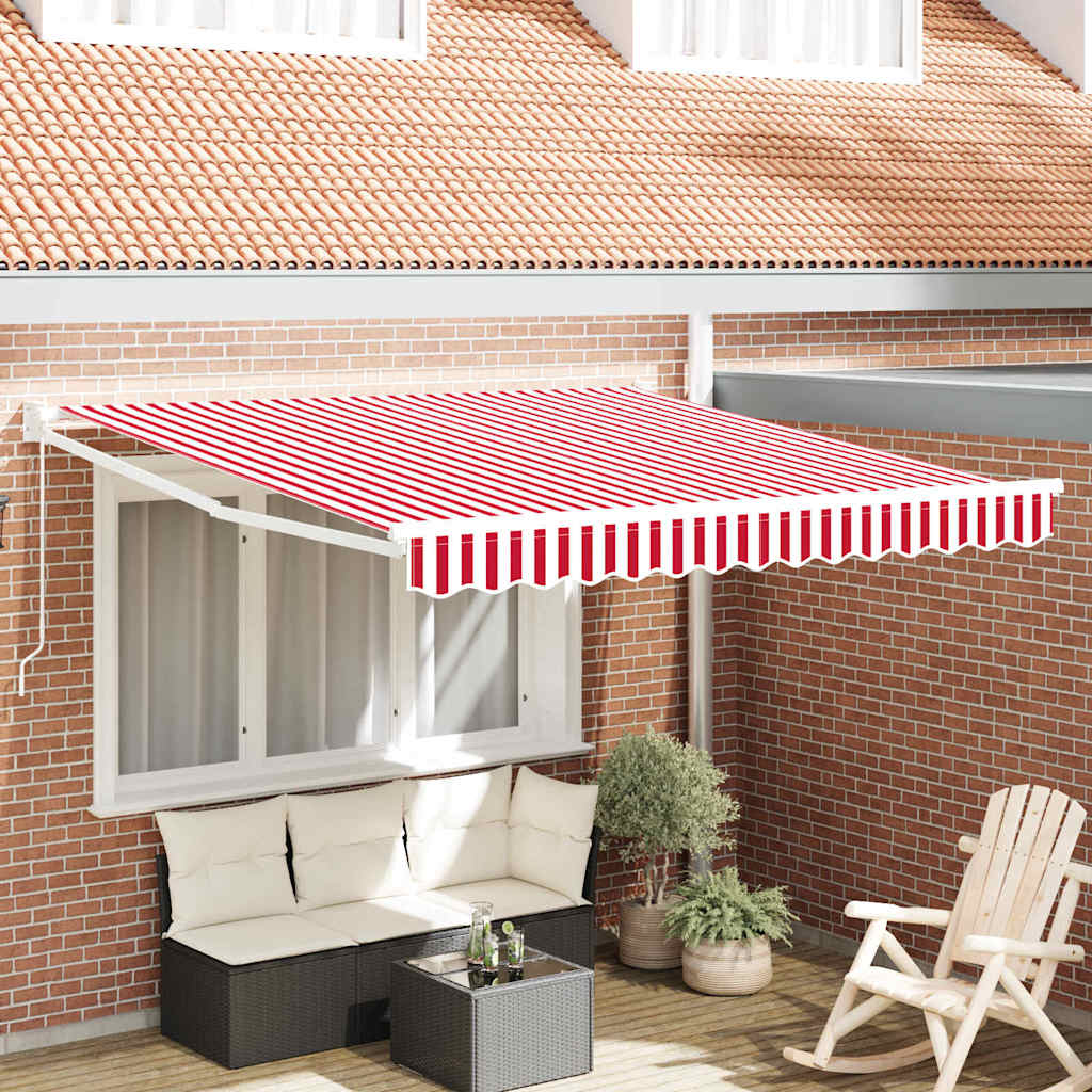 Inklapbaar Zonnescherm Rood en Wit 350 x 250 cm is nu te koop bij PeponiXL, paradijselijk wonen!